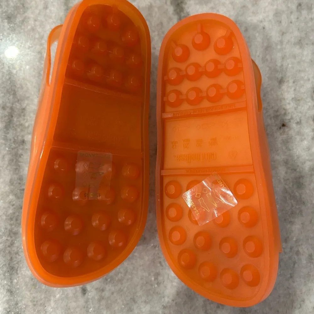 New Mini Melissa Girl's Wide II Double Buckle Sandal Orange/Pink Size 12